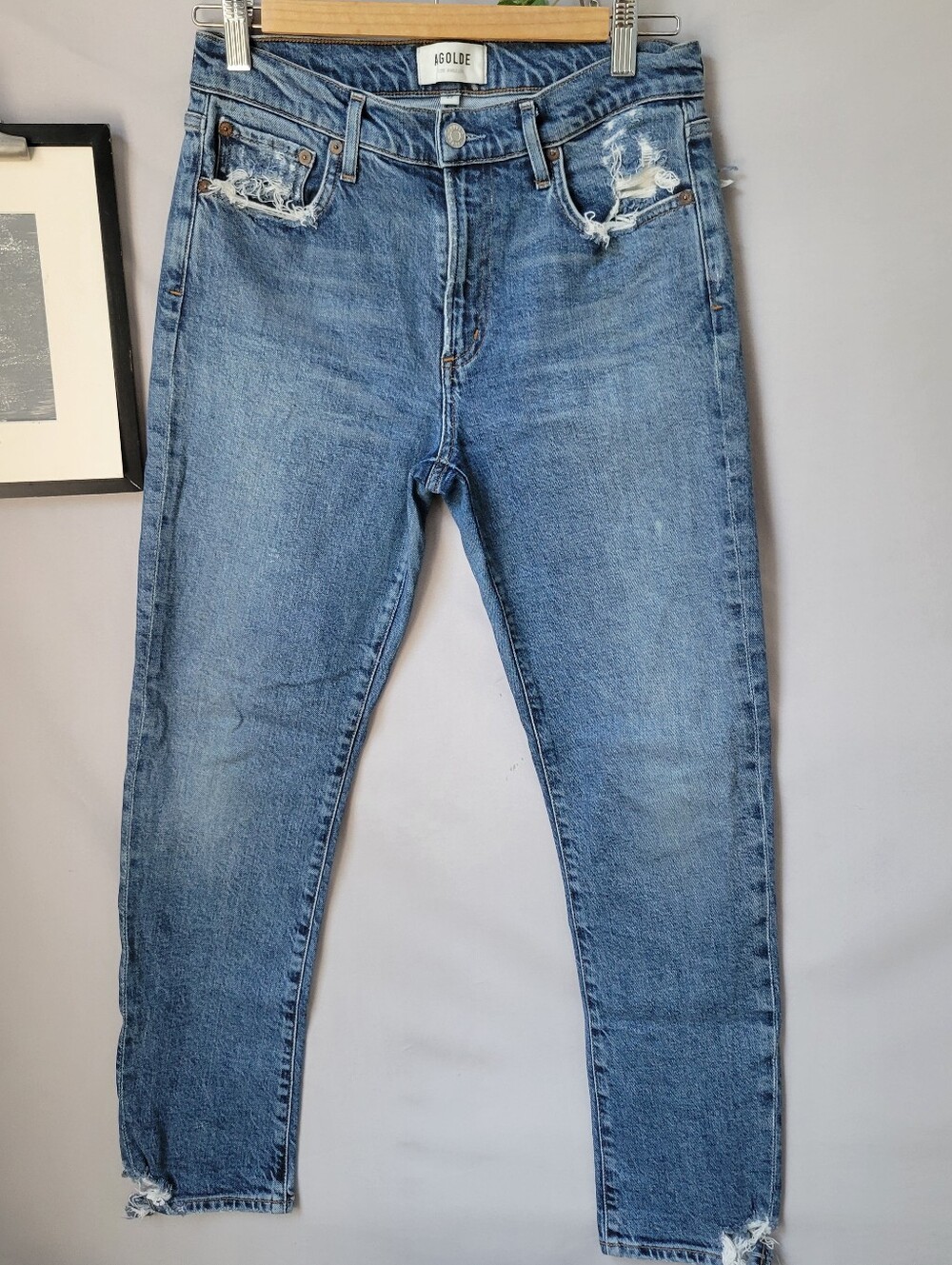 AGolde Toni Mid Rise Straight Leg Denim Jeans Stratosphere 27 - Picture 2 of 16